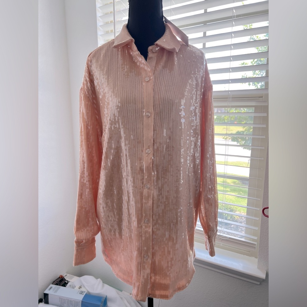 7Forallmankind button down sequin blouse S - Peach 🍑